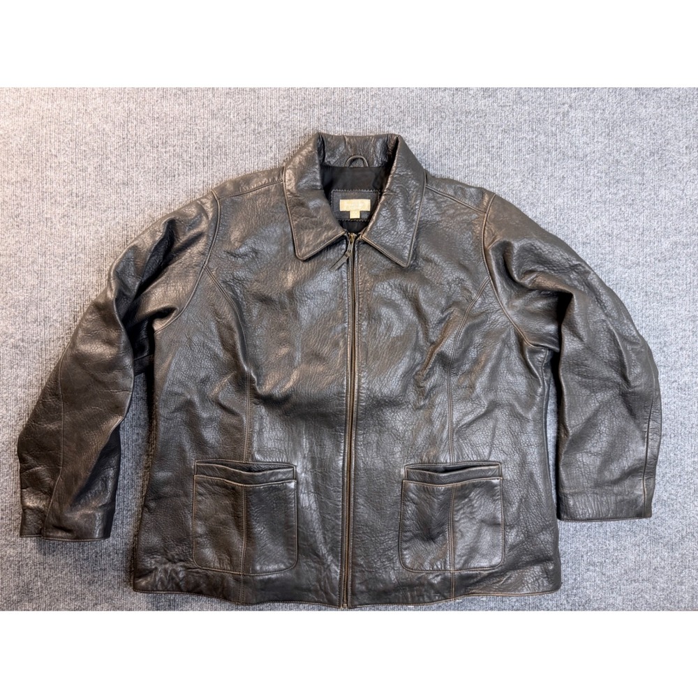 The Territory Ahead Leather Jacket Mens 2X Brown Full Zip Heavyweight Workwear